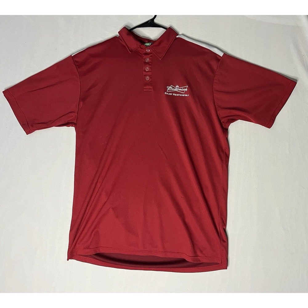 Budweiser Bud Light Polo Shirts Men's XL Red & Blue Short Sleeve Uniform Lot X2 - Picture 2 of 15